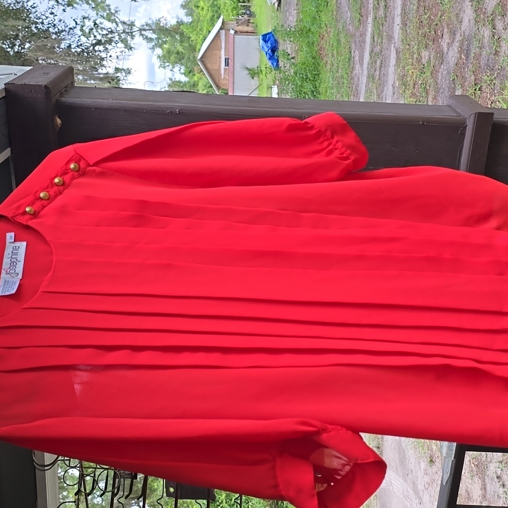 Elegant Redish‎ Orange Blouse with Gold Button Detail Size 14 - Picture 13 of 13